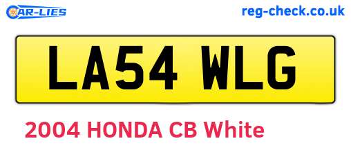 LA54WLG are the vehicle registration plates.