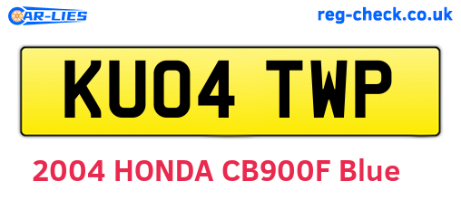 KU04TWP are the vehicle registration plates.