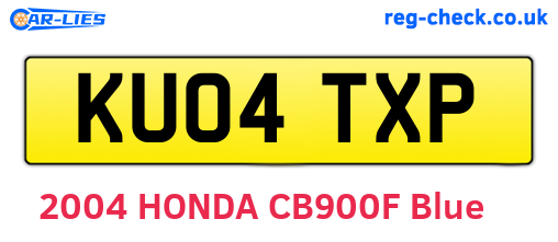 KU04TXP are the vehicle registration plates.