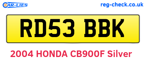 RD53BBK are the vehicle registration plates.