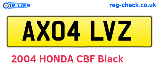 AX04LVZ are the vehicle registration plates.