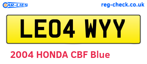 LE04WYY are the vehicle registration plates.