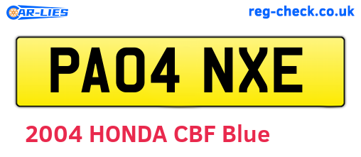 PA04NXE are the vehicle registration plates.