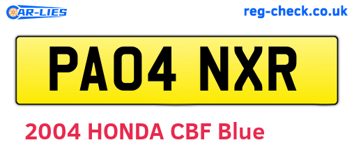 PA04NXR are the vehicle registration plates.
