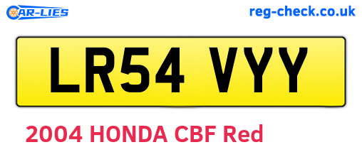LR54VYY are the vehicle registration plates.