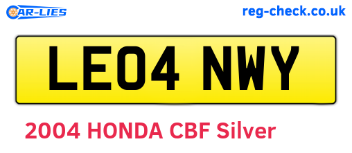 LE04NWY are the vehicle registration plates.