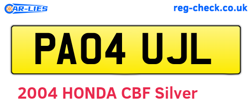 PA04UJL are the vehicle registration plates.