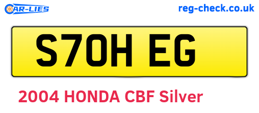 S70HEG are the vehicle registration plates.