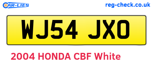 WJ54JXO are the vehicle registration plates.