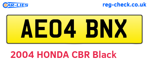 AE04BNX are the vehicle registration plates.