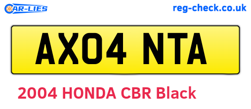 AX04NTA are the vehicle registration plates.