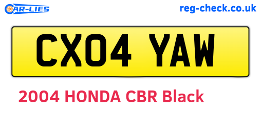 CX04YAW are the vehicle registration plates.