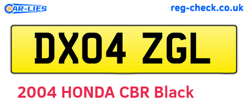 DX04ZGL are the vehicle registration plates.