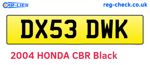 DX53DWK are the vehicle registration plates.
