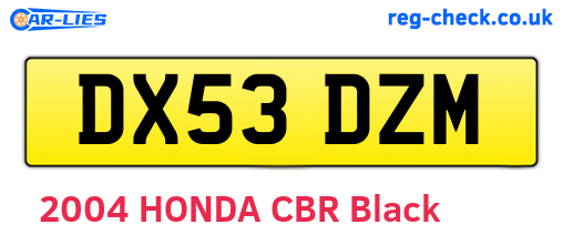 DX53DZM are the vehicle registration plates.