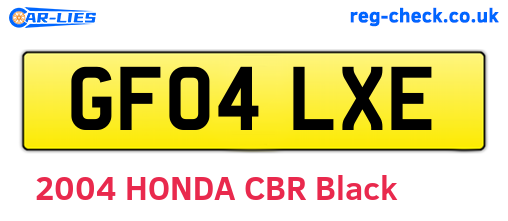 GF04LXE are the vehicle registration plates.