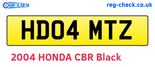 HD04MTZ are the vehicle registration plates.