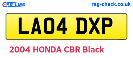 LA04DXP are the vehicle registration plates.