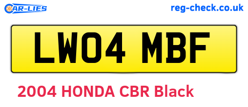 LW04MBF are the vehicle registration plates.