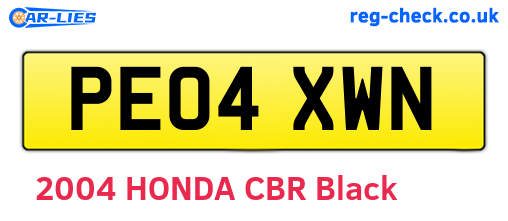 PE04XWN are the vehicle registration plates.