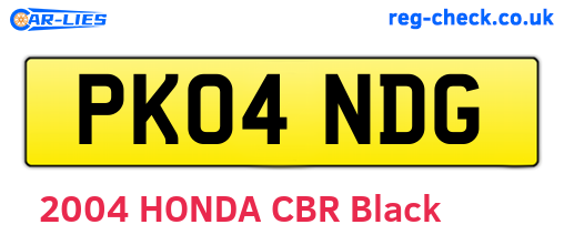 PK04NDG are the vehicle registration plates.
