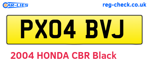 PX04BVJ are the vehicle registration plates.