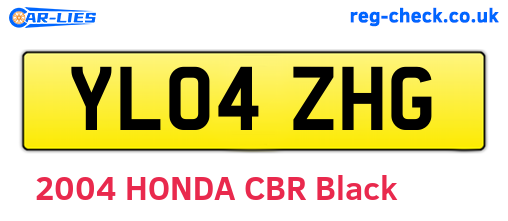 YL04ZHG are the vehicle registration plates.