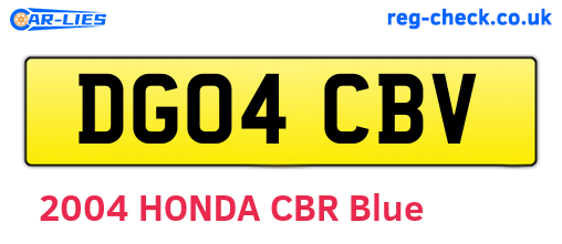 DG04CBV are the vehicle registration plates.