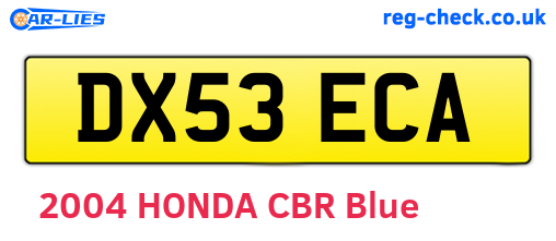 DX53ECA are the vehicle registration plates.