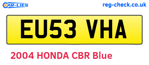EU53VHA are the vehicle registration plates.