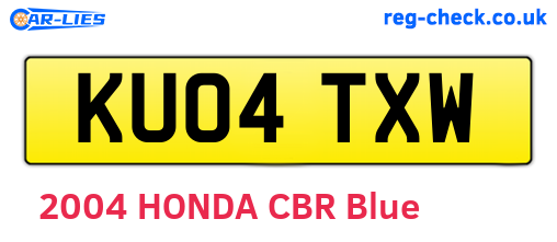 KU04TXW are the vehicle registration plates.