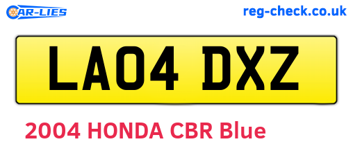 LA04DXZ are the vehicle registration plates.