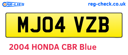 MJ04VZB are the vehicle registration plates.