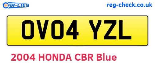 OV04YZL are the vehicle registration plates.
