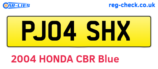 PJ04SHX are the vehicle registration plates.