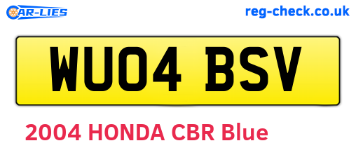 WU04BSV are the vehicle registration plates.