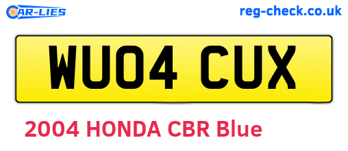 WU04CUX are the vehicle registration plates.