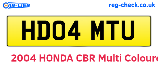 HD04MTU are the vehicle registration plates.