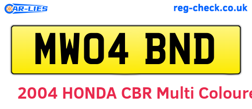 MW04BND are the vehicle registration plates.