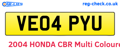 VE04PYU are the vehicle registration plates.