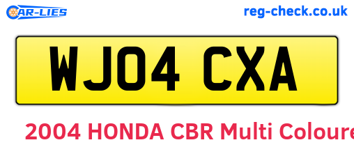 WJ04CXA are the vehicle registration plates.