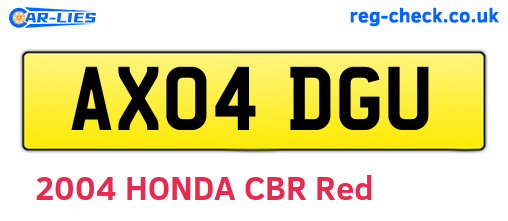 AX04DGU are the vehicle registration plates.