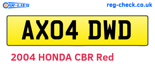 AX04DWD are the vehicle registration plates.