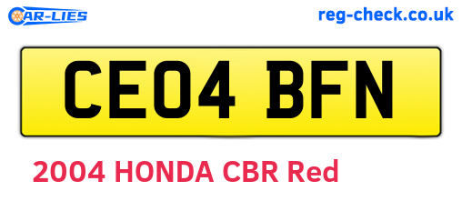 CE04BFN are the vehicle registration plates.
