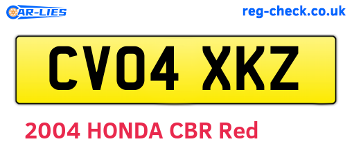 CV04XKZ are the vehicle registration plates.