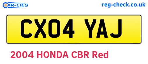 CX04YAJ are the vehicle registration plates.