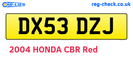DX53DZJ are the vehicle registration plates.