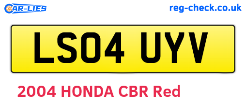 LS04UYV are the vehicle registration plates.
