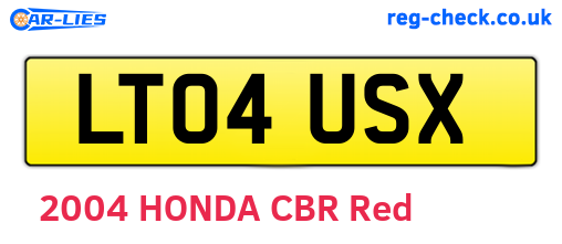 LT04USX are the vehicle registration plates.