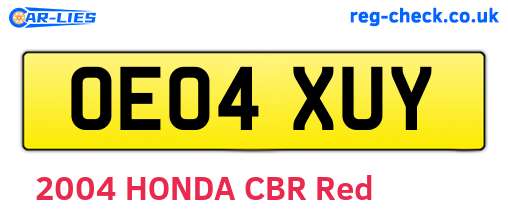 OE04XUY are the vehicle registration plates.
